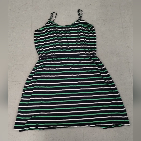 j. Crew Striped Dress Green Blue White Tank Summer Beck cover up dress - Picture 3 of 14